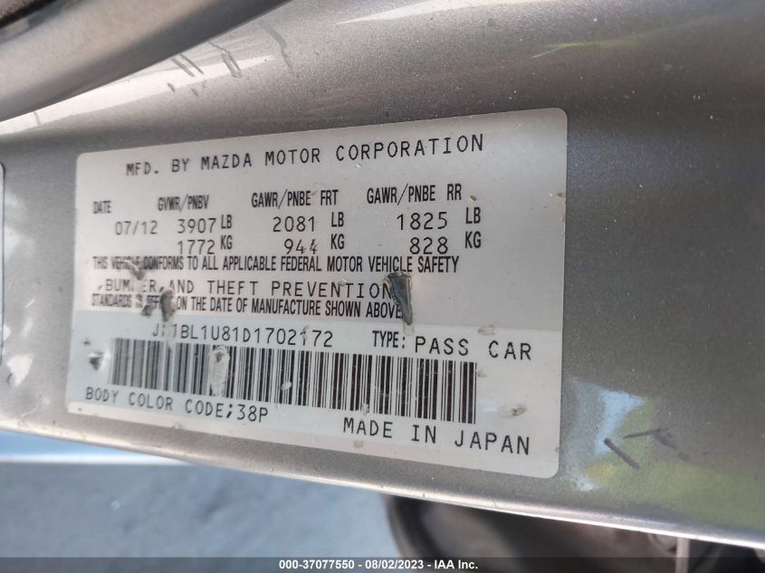 JM1BL1U81D1702172 2013 Mazda Mazda3 I Sport