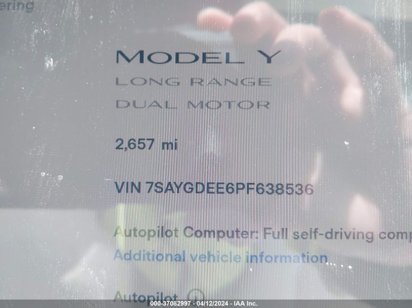 7SAYGDEE6PF638536 2023 Tesla Model Y