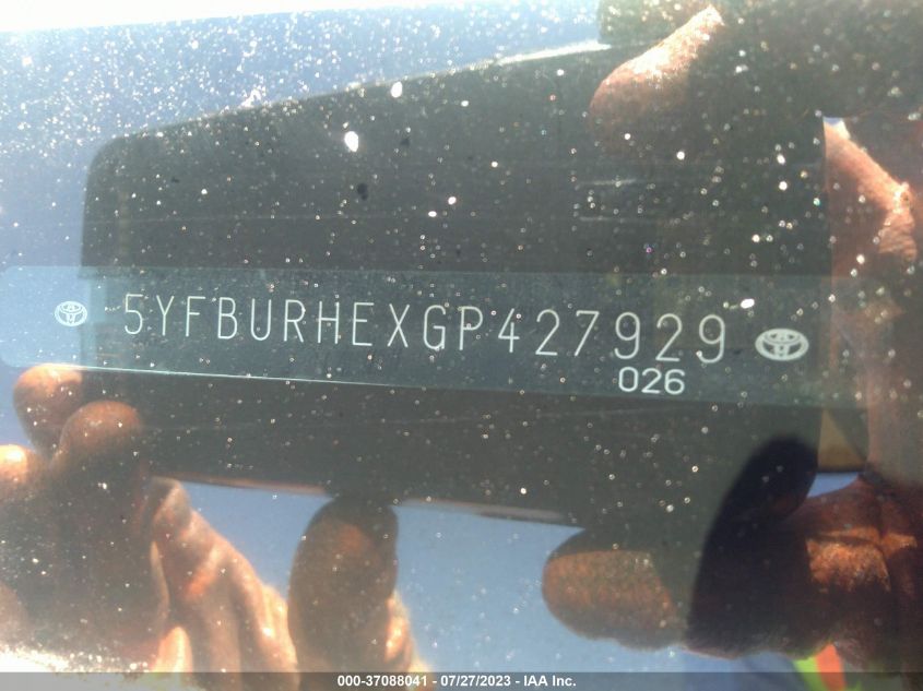 2016 Toyota Corolla L VIN: 5YFBURHEXGP427929 Lot: 37088041