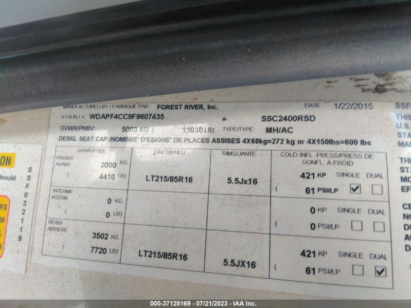 2015 Mercedes-Benz Sprinter - WDAPF4CC9F9607435