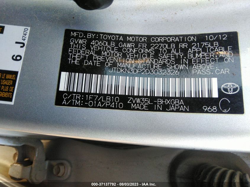 JTDKN3DP2D3032326 2013 Toyota Prius Plug-In Advanced