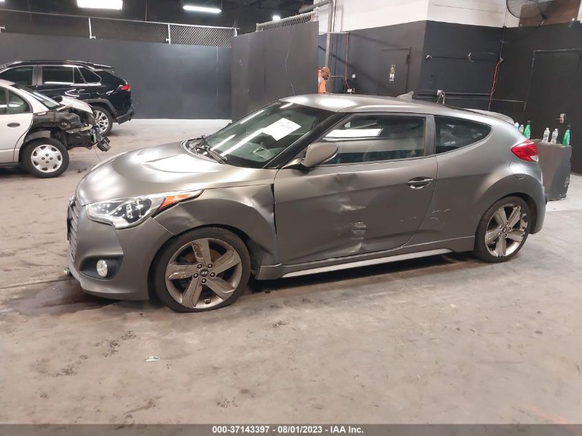 2013 Hyundai Veloster Turbo W/Blue VIN: KMHTC6AE5DU096445 Lot: 37143397