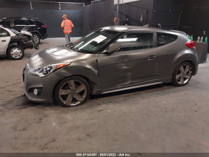 2013 Hyundai Veloster Turbo W/Blue VIN: KMHTC6AE5DU096445 Lot: 37143397