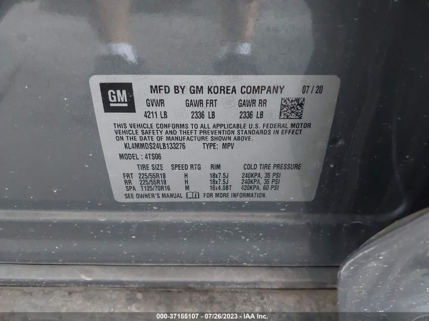 2020 Buick Encore Gx Fwd Select VIN: KL4MMDS24LB133276 Lot: 37155107