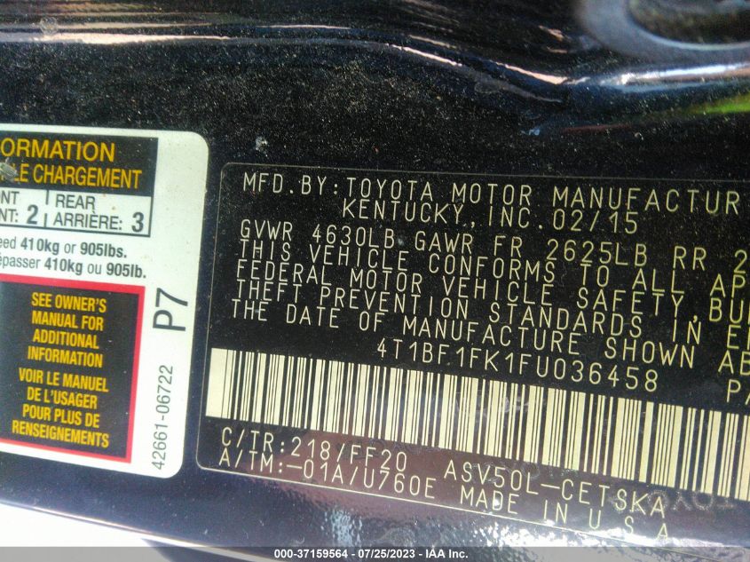 4T1BF1FK1FU036458 2015 Toyota Camry Se