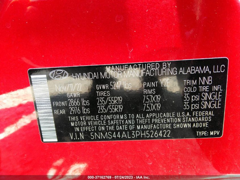 5NMS44AL3PH526422 2023 Hyundai Santa Fe Limited