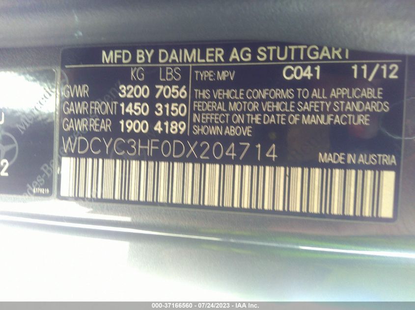 VIN WDCYC3HF0DX204714 2013 Mercedes-Benz G-Class, G... no.9