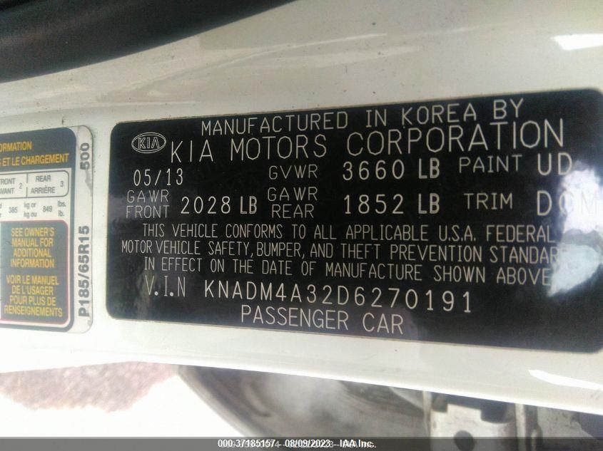 KNADM4A32D6270191 2013 Kia Rio Lx