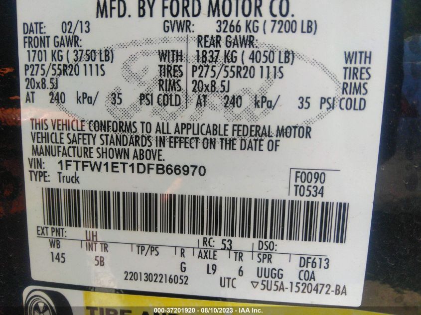 1FTFW1ET1DFB66970 2013 Ford F-150 Fx4