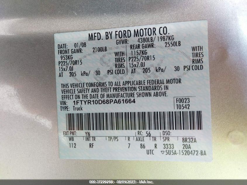 1FTYR10D68PA61664 2008 Ford Ranger Xl/Xlt