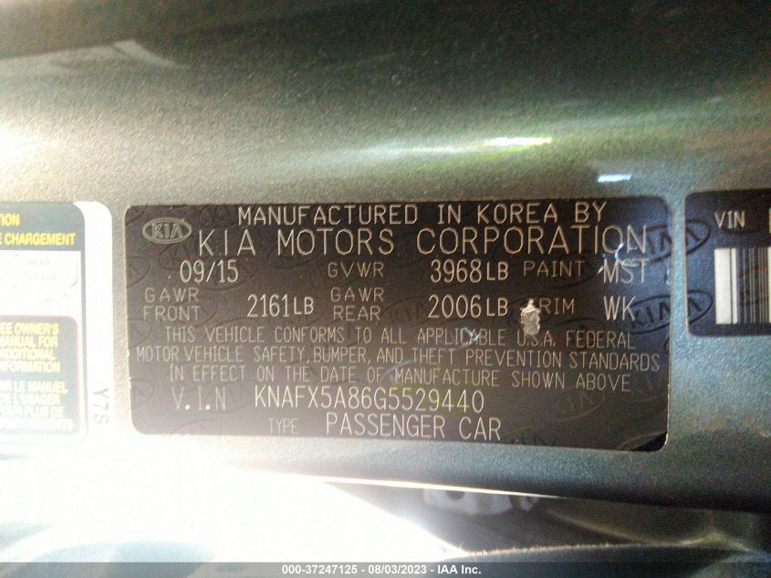 KNAFX5A86G5529440 2016 Kia Forte Ex