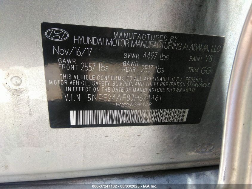 5NPE24AF8JH674461 2018 Hyundai Sonata Se