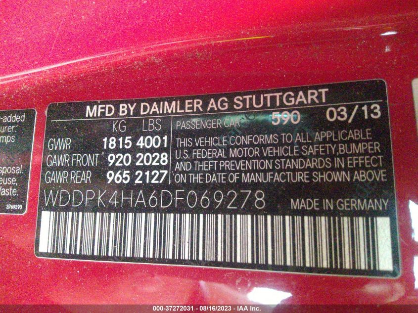 VIN WDDPK4HA6DF069278 2013 Mercedes-Benz SLK-Class,... no.9