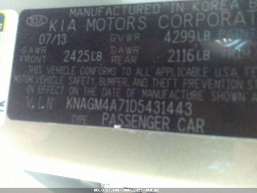 KNAGM4A71D5431443 2013 Kia Optima Lx