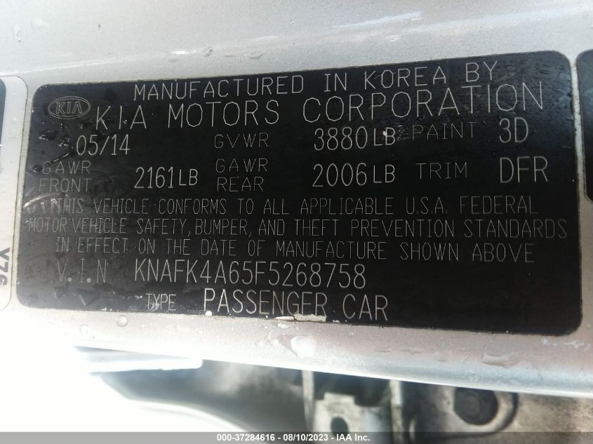 KNAFK4A65F5268758 2015 Kia Forte Lx