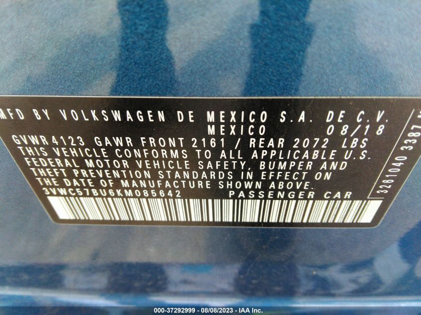 3VWC57BU6KM085642 2019 Volkswagen Jetta 1.4T R-Line/1.4T S/1.4T Se