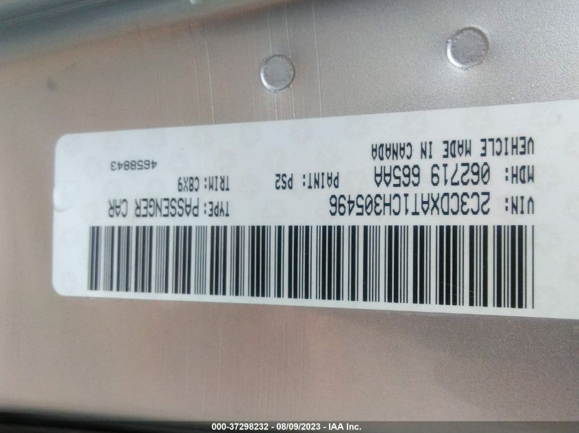 2012 Dodge Charger Police VIN: 2C3CDXAT1CH305496 Lot: 43428332