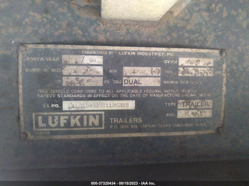 1997 Lufkin Industries Trailer VIN: 1L01B4826V1126328 Lot: 37320434