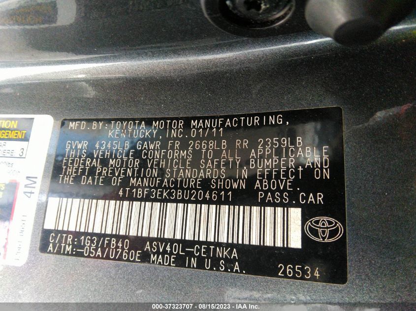 4T1BF3EK3BU204611 2011 Toyota Camry Le