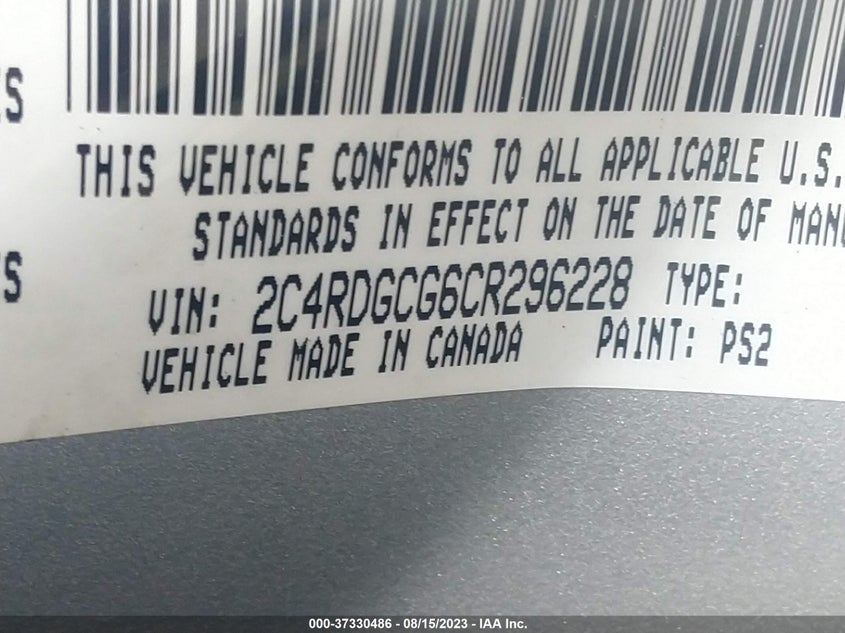 2C4RDGCG6CR296228 2012 DODGE CARAVAN photo no. 9