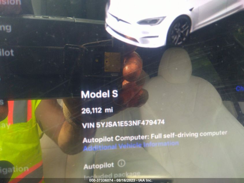 2022 Tesla Model S VIN: 5YJSA1E53NF479474 Lot: 37336074