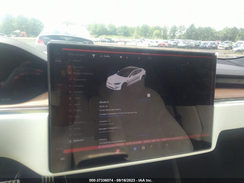 2022 Tesla Model S VIN: 5YJSA1E53NF479474 Lot: 37336074