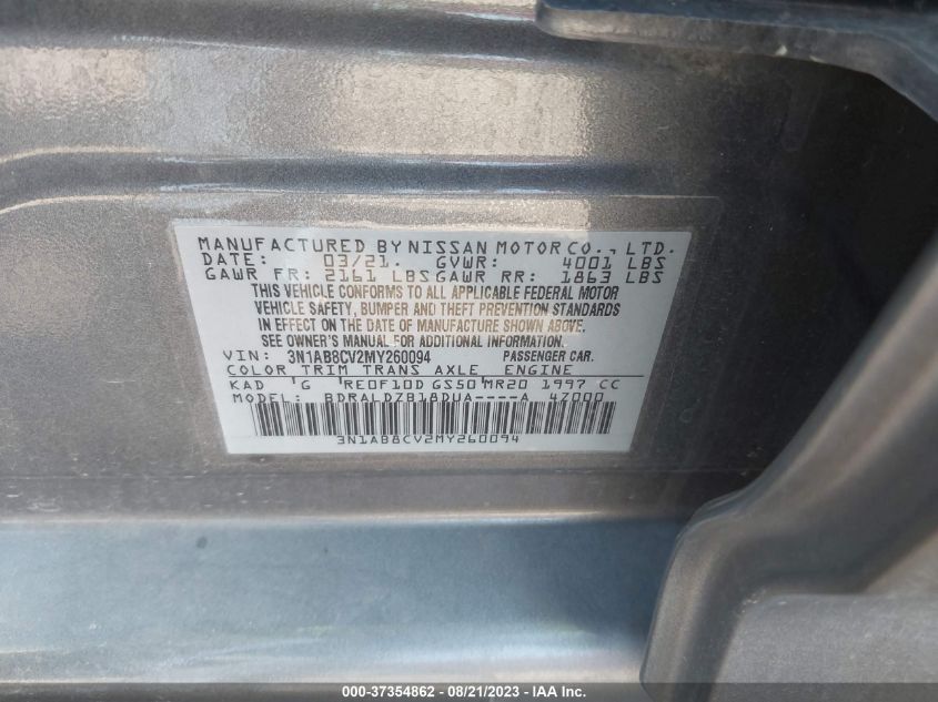 3N1AB8CV2MY260094 2021 Nissan Sentra Sv