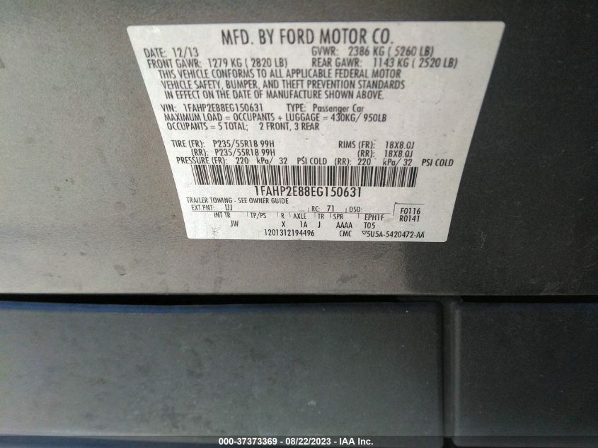 1FAHP2E88EG150631 2014 Ford Taurus Sel