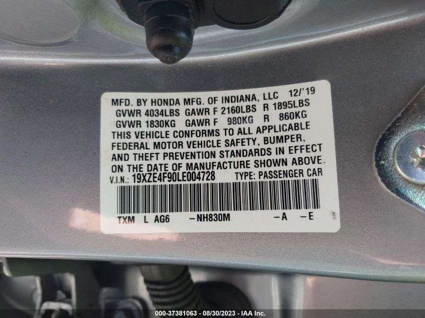 19XZE4F90LE004728 2020 Honda Insight Touring