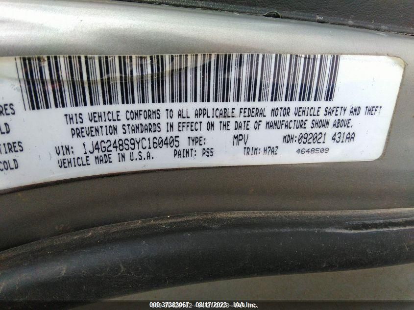 2000 Jeep Grand Cherokee Laredo VIN: 1J4G248S9YC160405 Lot: 37383067