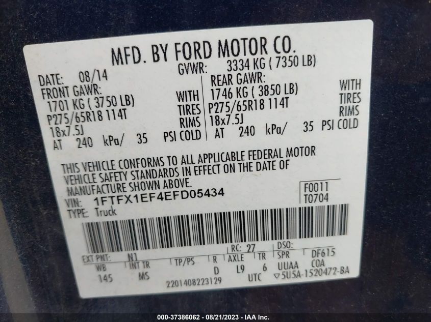 1FTFX1EF4EFD05434 2014 Ford F-150 Xlt