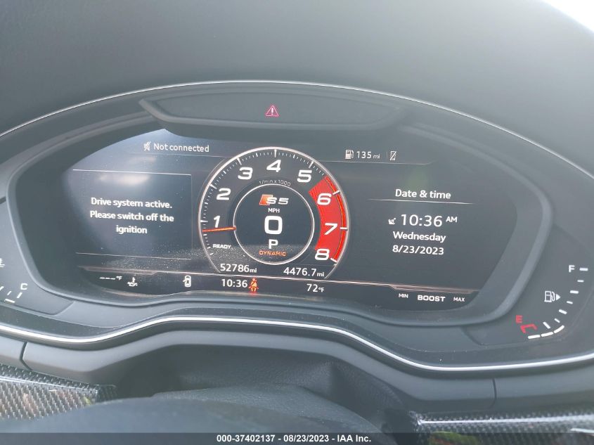 2018 Audi S5 Sportback Premium Plus VIN: WAUB4CF55JA041363 Lot: 37402137