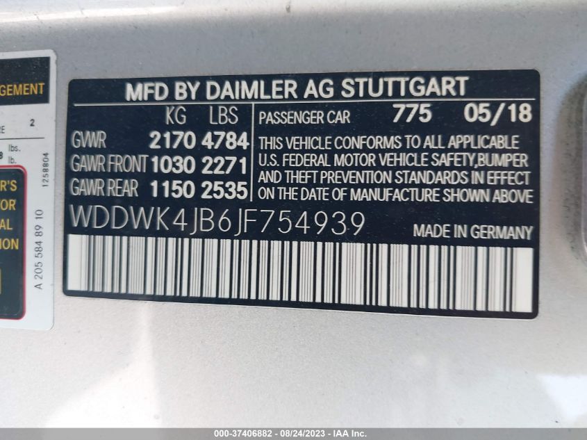 WDDWK4JB6JF754939 2018 Mercedes-Benz C 300