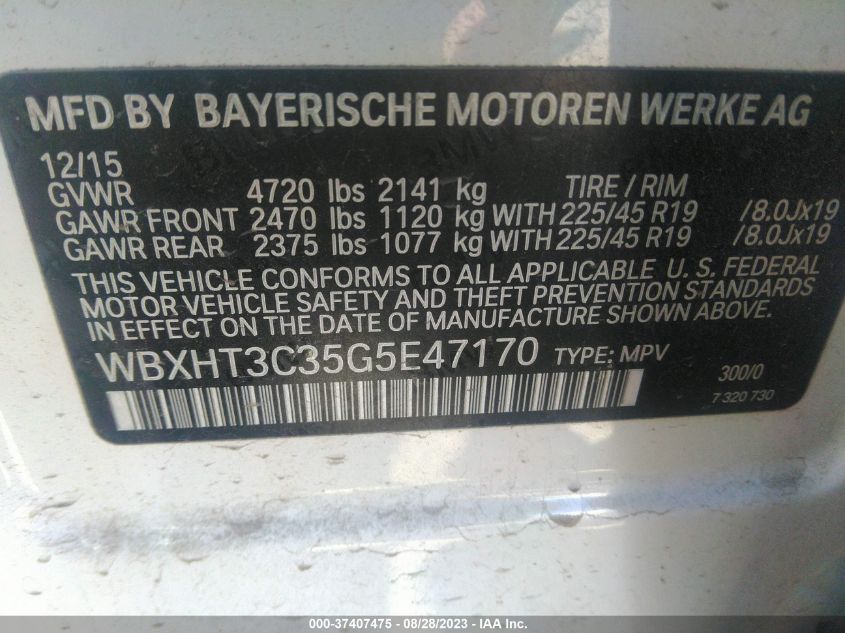 WBXHT3C35G5E47170 2016 BMW X1 xDrive28I