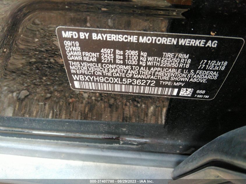 WBXYH9C0XL5P36272 2020 BMW X2 Sdrive28I