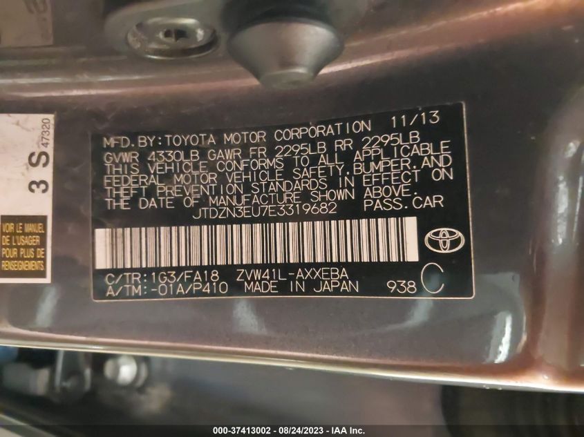 2014 Toyota Prius V Two/Three/Five VIN: JTDZN3EU7E3319682 Lot: 37413002