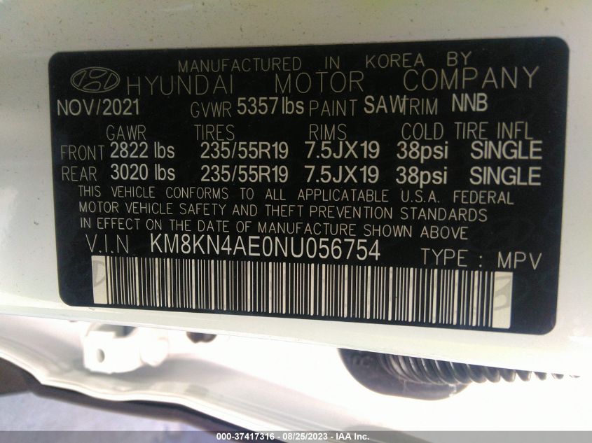 KM8KN4AE0NU056754 2022 Hyundai Ioniq 5 Sel