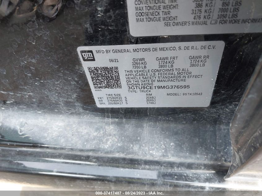 3GTU9CET9MG376595 2021 GMC Sierra 1500 4Wd Short Box Elevation