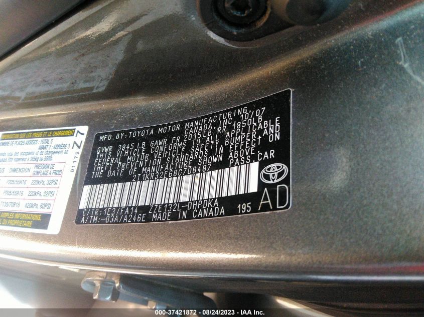 2T1KR32E68C708487 2008 Toyota Matrix