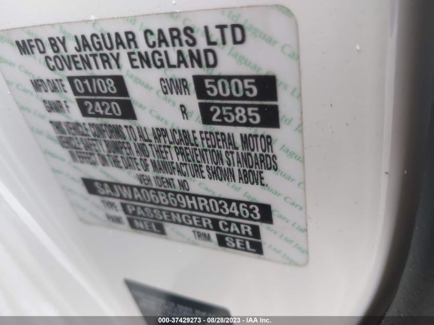2009 Jaguar Xf Premium Luxury VIN: SAJWA06B69HR03463 Lot: 37429273