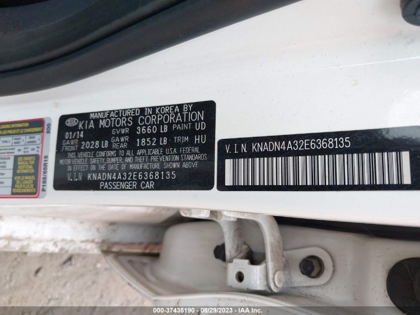 KNADN4A32E6368135 2014 Kia Rio Ex