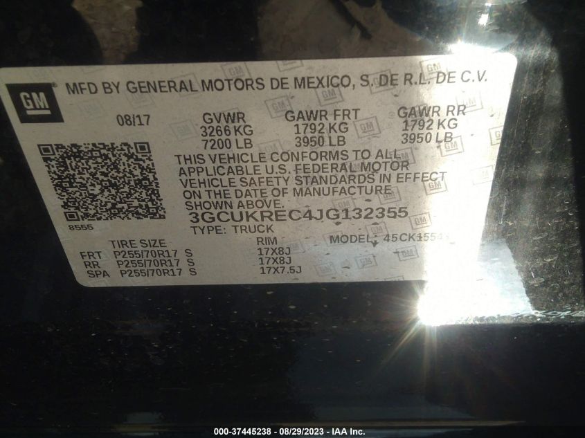 3GCUKREC4JG132355 2018 Chevrolet Silverado 1500 1Lt