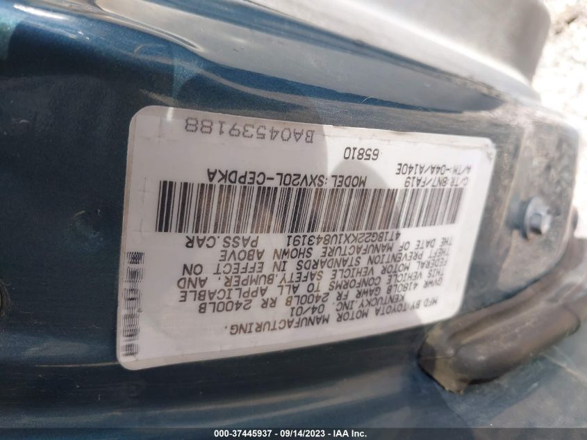 4T1BG22KX1U843191 2001 Toyota Camry Ce