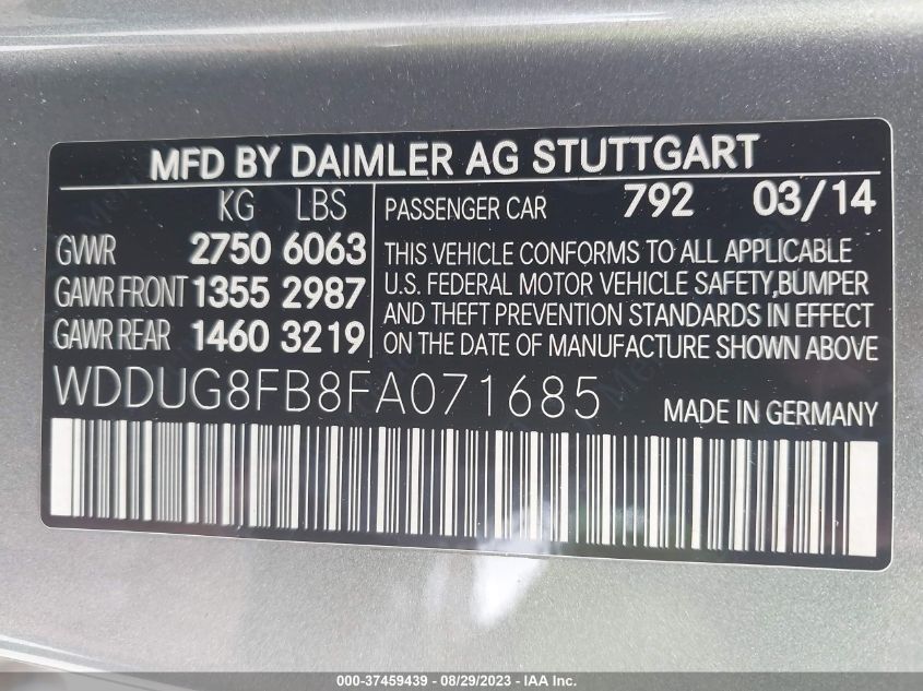 WDDUG8FB8FA071685 2015 Mercedes-Benz S 550 4Matic