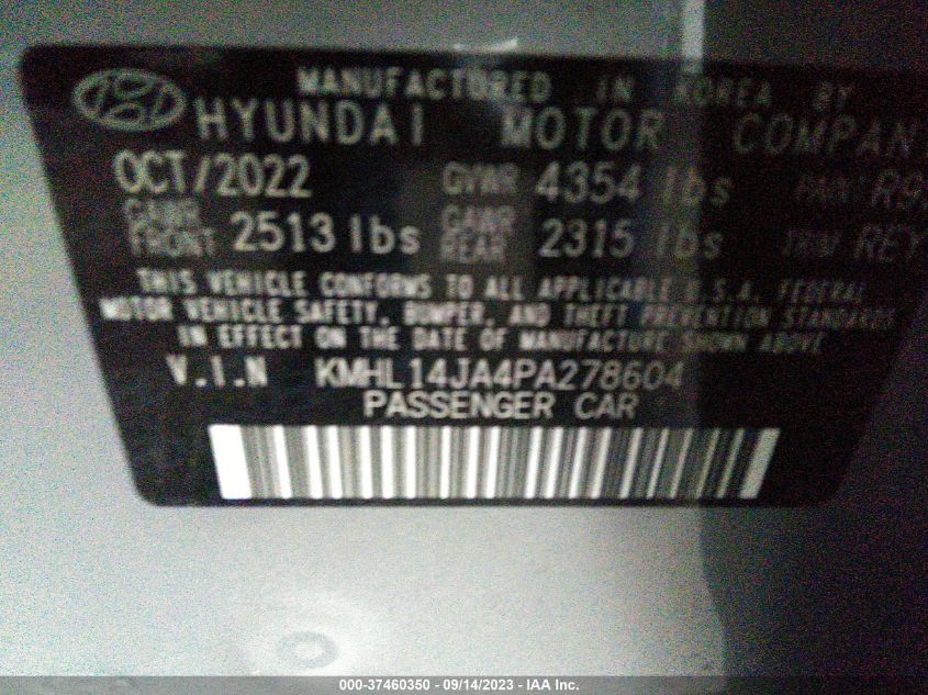 2023 Hyundai Sonata Sel VIN: KMHL14JA4PA278604 Lot: 37460350