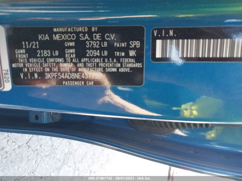 3KPF54AD8NE437750 2022 Kia Forte Gt-Line