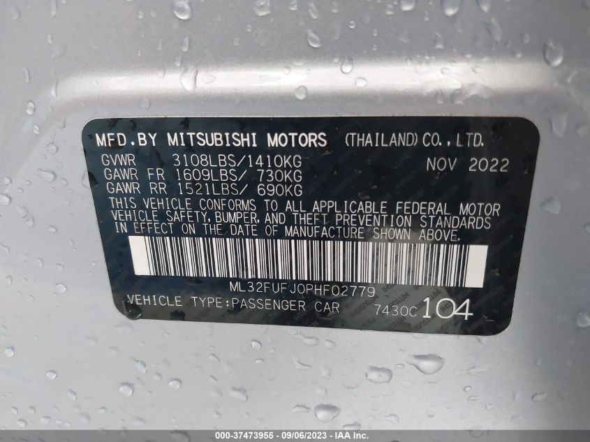 ML32FUFJ0PHF02779 2023 Mitsubishi Mirage G4 Es