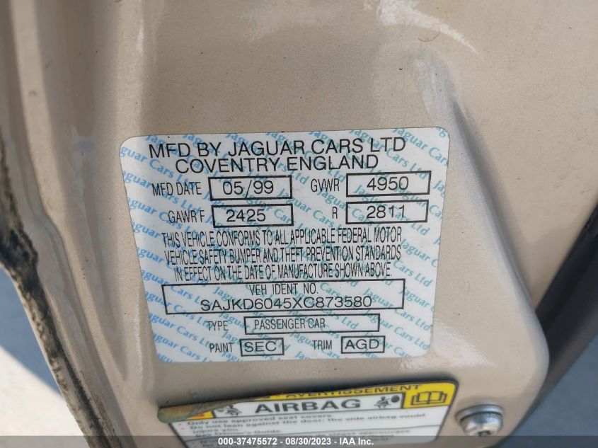 1999 Jaguar Xj VIN: SAJKD6045XC873580 Lot: 37475572