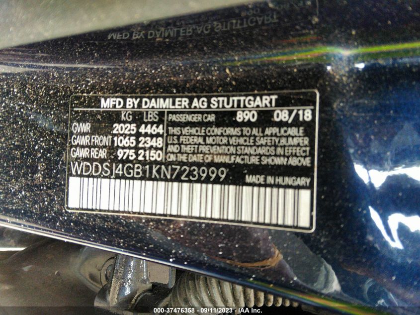 WDDSJ4GB1KN723999 2019 Mercedes-Benz Cla 250