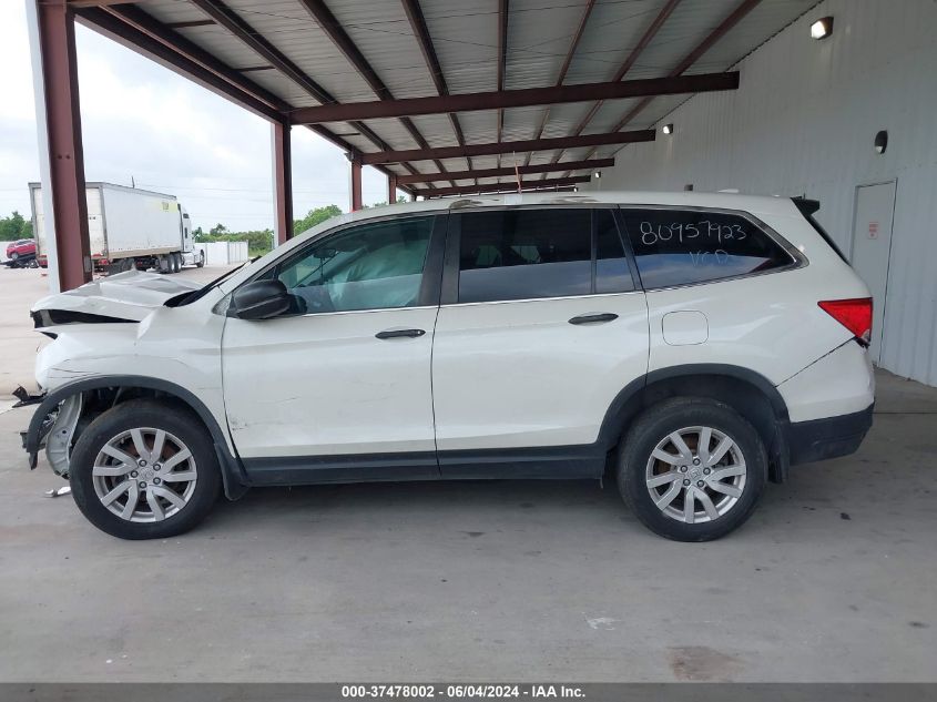 2019 Honda Pilot Lx VIN: 5FNYF6H17KB085635 Lot: 37478002